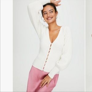 Wilfred Aritzia Pearl Cardigan in ivory